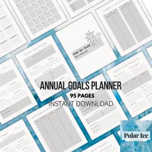 🖤 Ultimate Yearly Goal-Setting Planner – 95 Pages of Productivity, Planning, and Looking Like You’ve Got It All Together (B&W Edition)