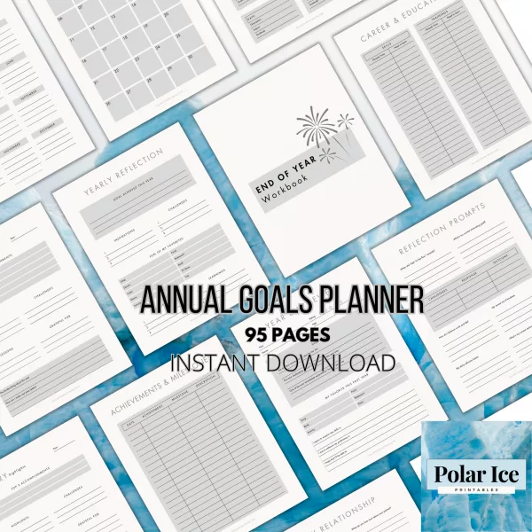 🖤 Ultimate Yearly Goal-Setting Planner – 95 Pages of Productivity, Planning, and Looking Like You’ve Got It All Together (B&W Edition)
