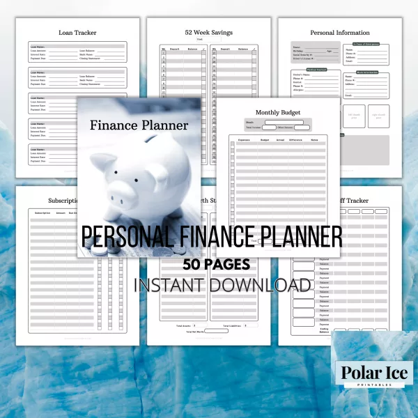 Personal finance financial planner printable | 50 pages minimalist planner | 4 sizes A4 A5 Letter and Half Letter - Image 11