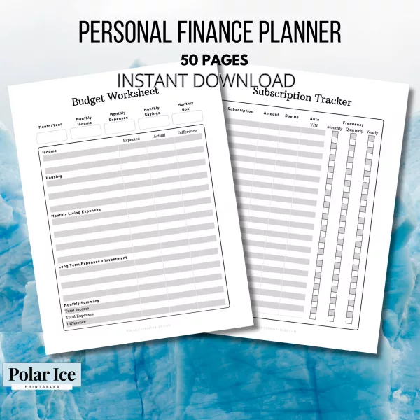 Personal finance financial planner printable | 50 pages minimalist planner | 4 sizes A4 A5 Letter and Half Letter - Image 2