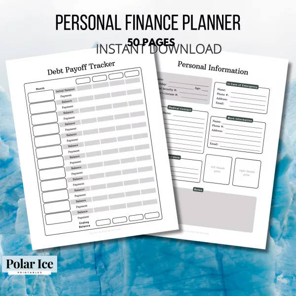 Personal finance financial planner printable | 50 pages minimalist planner | 4 sizes A4 A5 Letter and Half Letter - Image 3
